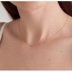 14kt Gold Mixed Disc - Guld Halskde