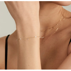 14kt Gold Pearl and White Sapphire - Guld Armb�nd