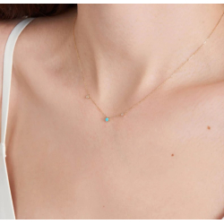 14kt Gold Turquoise and White Sapphire - Guld Halsk�de