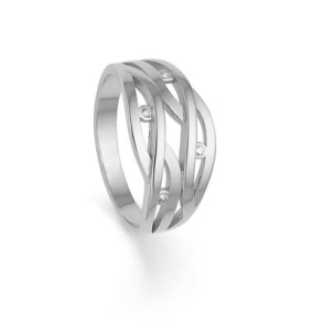 H�ndlavet fingerring i s�lv m. 4 zir.