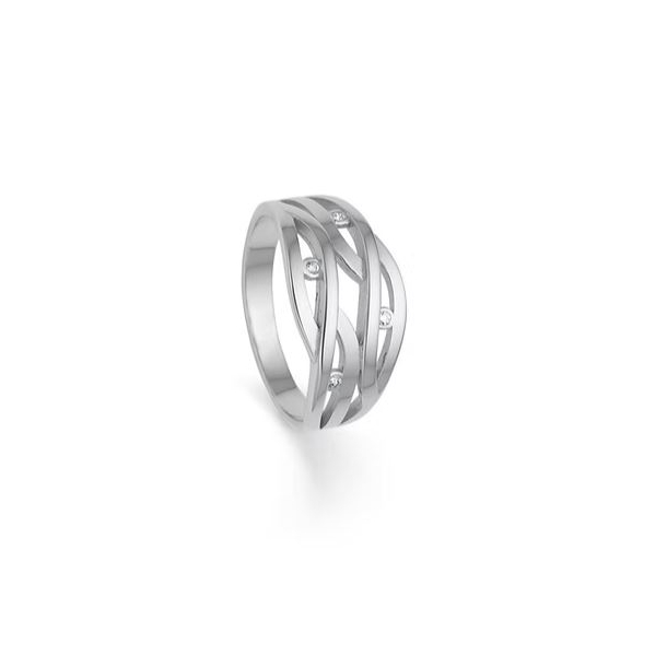 H�ndlavet fingerring i s�lv m. 4 zir.