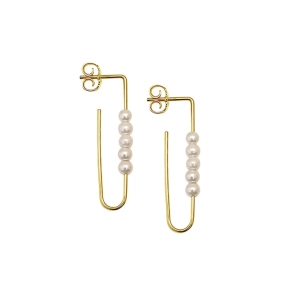 Pearl earring with 5pcs. 3mm pearls - Goldplated