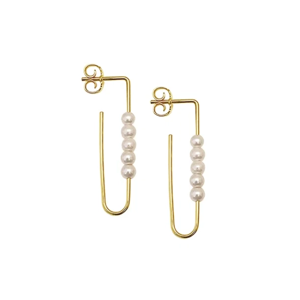 Pearl earring with 5pcs. 3mm pearls - Goldplated