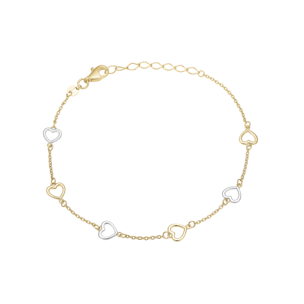 8 kt. armbnd med hjerter i rd- og hvidguld