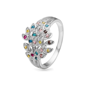 Peacock Ring - Blankpoleret Sterling Slv m. 22 Multi color Cubic Zirkonia