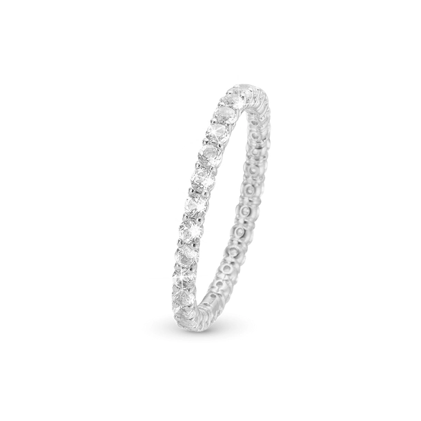 Unforgettable Love Ring - Blankpoleret Sterling Slv m. 30 Hvide Topas