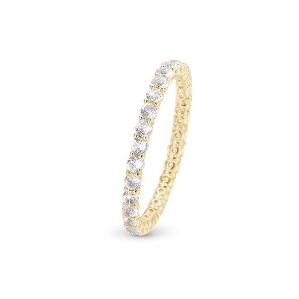 Unforgettable Love Ring - Blankpoleret Forgyldt Sterling Slv m. 30 Hvide Topas