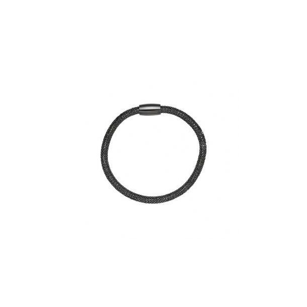 Armbnd strik sort rhodineret 