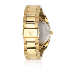 Aurora - Forgyldt rustfrit stl med grn metallisk urskive og hvide zirconia