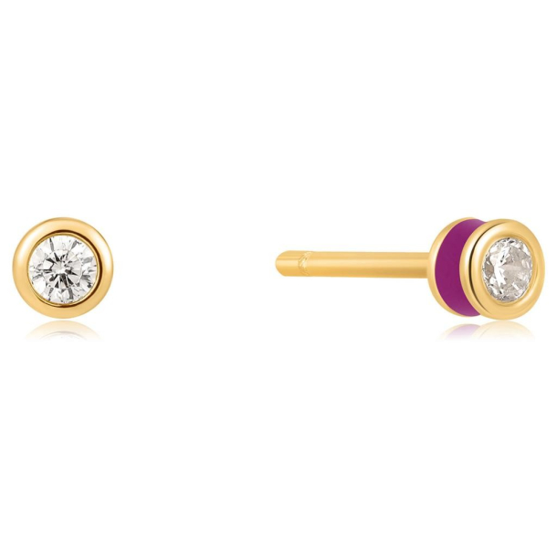Berry Enamel Gold Stud - Forgyldt restik