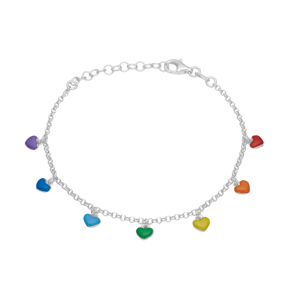 Brne armbnd med farvede hjerter