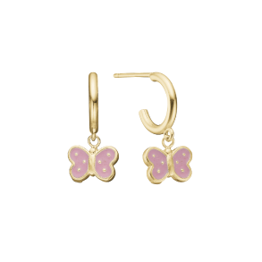 B�rne halvcreol med lyser�d sommerfugl i forgyldt s�lv