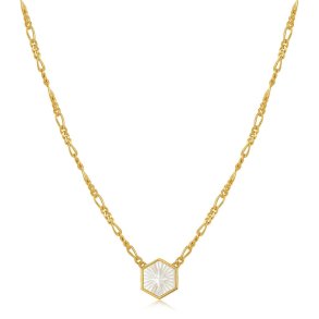 Compass Emblem Gold Figaro Chain - Forgyldt Halsk�de