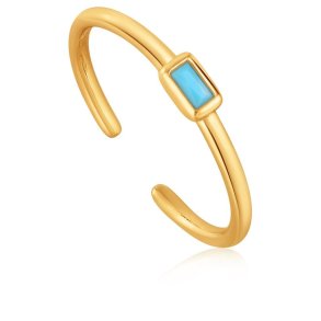 Enkelt Turkis - Forgyldt Ring