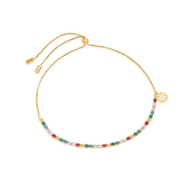 Ellera tennis - 18 kt. Forgyldt armbnd med multifarvede zirkoner
