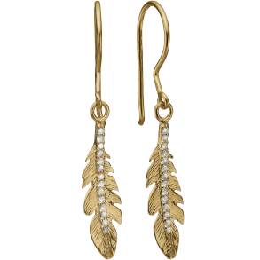 Fjer med zirkonia i 8 kt. �reh�ngere