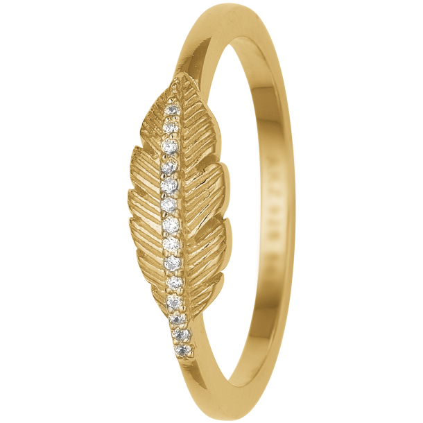 Fjer med zirkonia i 8 kt. Ring
