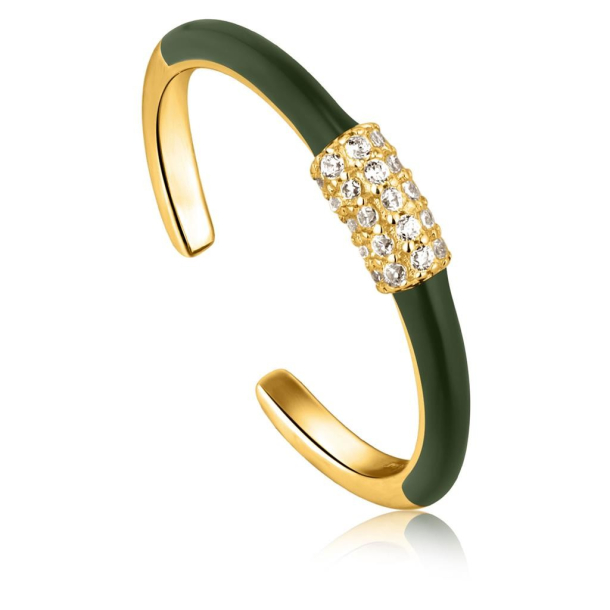 Forest Green Enamel - Forgyldt Ring
