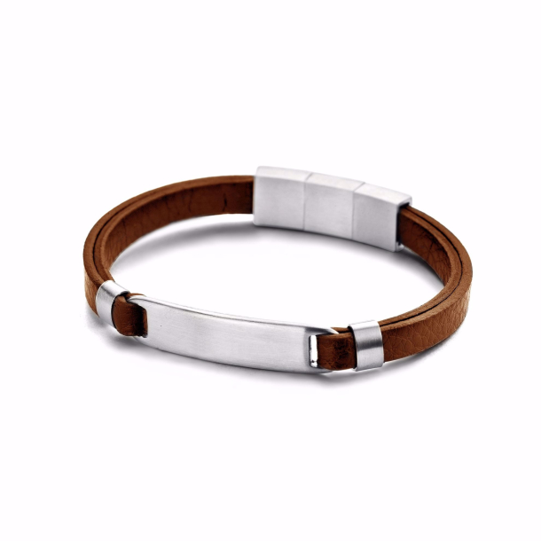 Frank1967 - brun lder herrearmbnd med plade