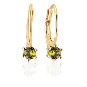 French hook reringe Rimini - 18 kt. Forgyldt med olivengrn zirkoner