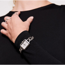 Gisella - Rustfrit stl med slv metallisk urskive