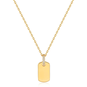 Gold Glam Tag Pendant - Forgyldt Halsk�de