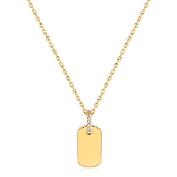 Gold Glam Tag Pendant - Forgyldt Halskde