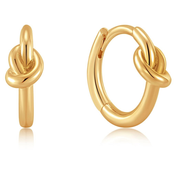 Gold Knot Huggie Hoop - Forgyldt Creol