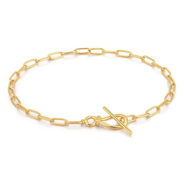 Gold Knot T Bar Chain - Forgyldt Armbnd