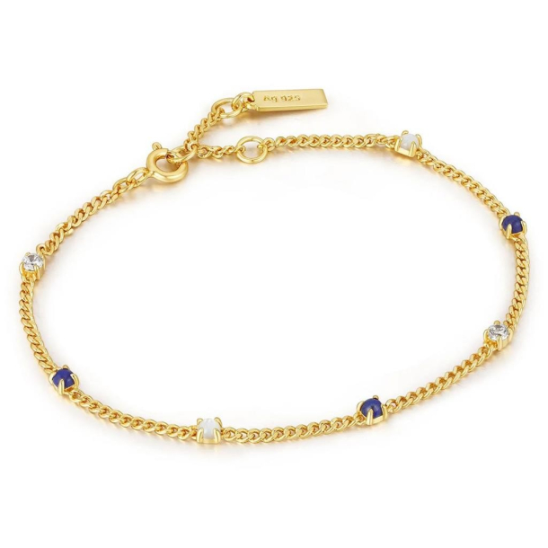 Gold Lapis Chain - Forgyldt Armbnd
