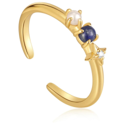 Gold Lapis Star Adjustable Ring - Forgyldt Ring