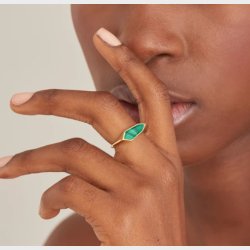 Gold Malachite Emblem Adjustable Ring - Forgyldt Ring