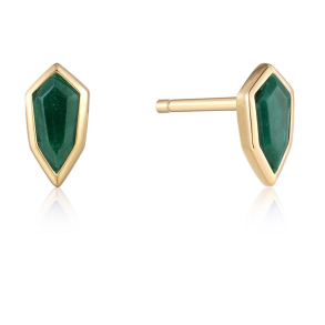 Gold Malachite Emblem Stud - Forgyldt �restik