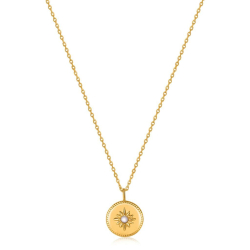 Gold Mother of Pearl Sun Pendant - Forgyldt Halsk�de