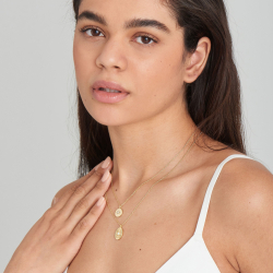 Gold Mother of Pearl Sun Pendant - Forgyldt Halsk�de