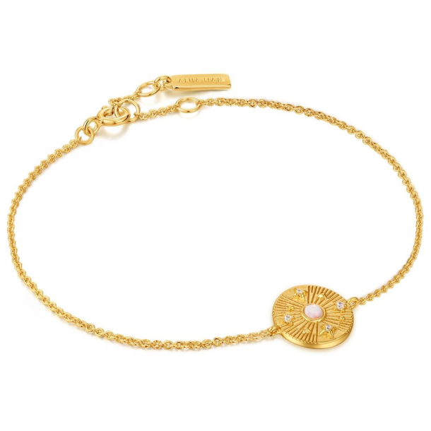 Gold Scattered Stars Kyoto Opal Disc - Forgyldt Armbnd