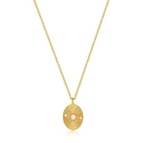 Gold Scattered Stars Kyoto Opal Disc - Forgyldt Halsk�de