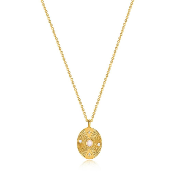 Gold Scattered Stars Kyoto Opal Disc - Forgyldt Halskde