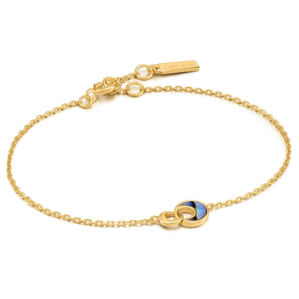 Gold Tidal Abalone Crescent Link - Forgyldt Armbnd