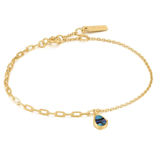 Gold Tidal Abalone Mixed Link - Forgyldt Armbnd