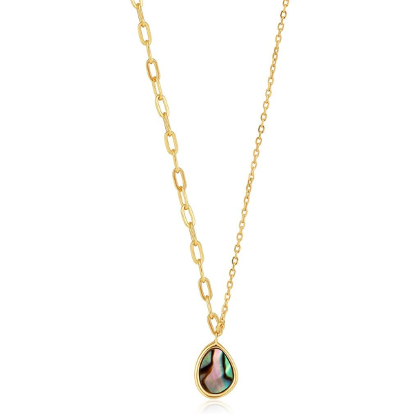 Gold Tidal Abalone Mixed Link - Forgyldt Halskde