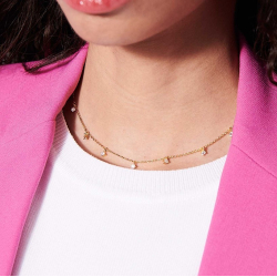 Halskde Ellera Piccolo - 18 kt. Forgyldt med hvide zirkoner