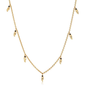 Halskde Vulcanello - 18 kt. Forgyldt med sorte zirkoner