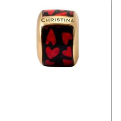 Hearts Black Print Charm