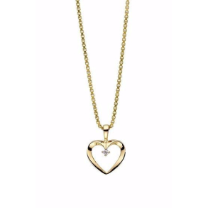 Hjerte vedhng med 0,02 ct. brillant - 14kt. rdguld