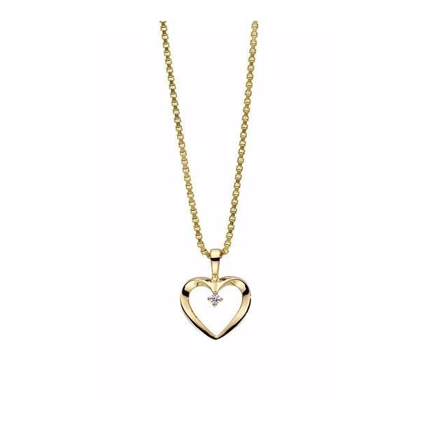 Hjerte vedhng med 0,02 ct. brillant - 14kt. rdguld
