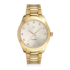 Joelle - Forgyldt rustfrit stl med guld metallisk urskive og hvide zirkoner