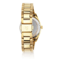 Joelle - Forgyldt rustfrit stl med guld metallisk urskive og hvide zirkoner