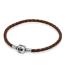 Lderarmbnd, Enkelt, Flettet - BRUN