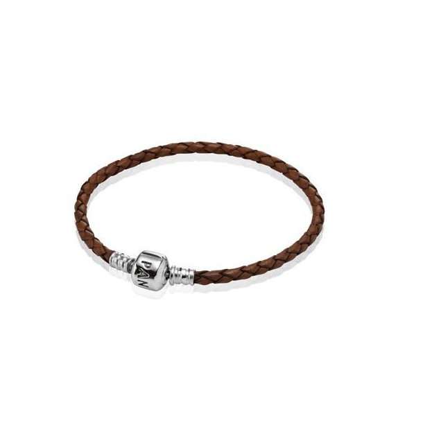 Lderarmbnd, Enkelt, Flettet - BRUN